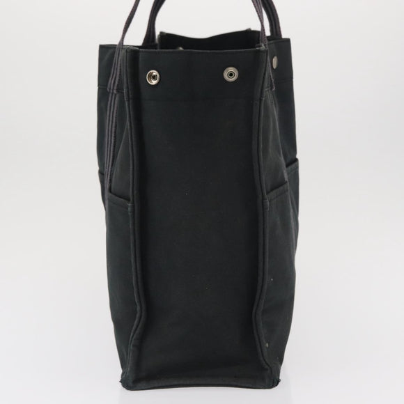HERMES Fourre Tout GM Hand Bag Canvas Black Silver Auth 163232