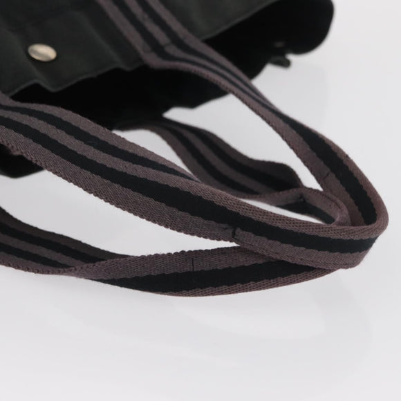 HERMES Fourre Tout GM Hand Bag Canvas Black Silver Auth 163232