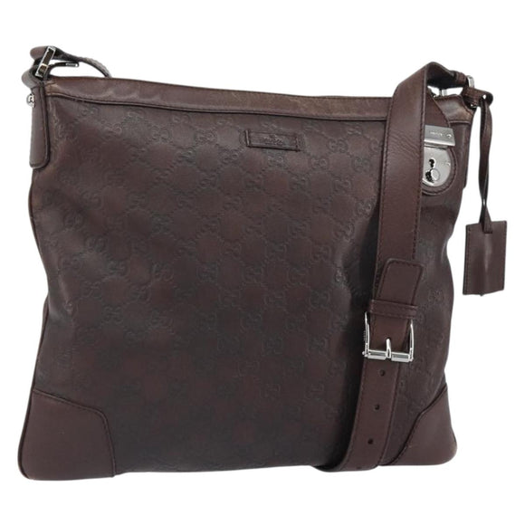 GUCCI GG Canvas Guccissima Shoulder Bag Brown Silver 148476 Auth 163233