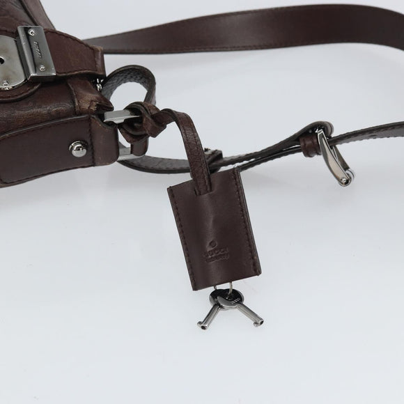 GUCCI GG Canvas Guccissima Shoulder Bag Brown Silver 148476 Auth 163233