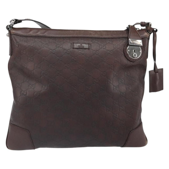 GUCCI GG Canvas Guccissima Shoulder Bag Brown Silver 148476 Auth 163233