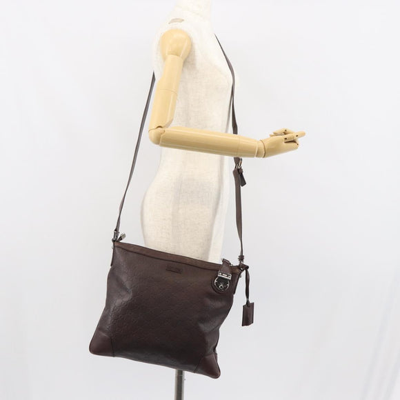 GUCCI GG Canvas Guccissima Shoulder Bag Brown Silver 148476 Auth 163233