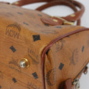 MCM Logogram Vicetos Boston Bag PVC Brown Gold Auth 163237-12