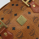 MCM Logogram Vicetos Boston Bag PVC Brown Gold Auth 163237-14