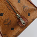 MCM Logogram Vicetos Boston Bag PVC Brown Gold Auth 163237-16