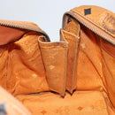 MCM Logogram Vicetos Boston Bag PVC Brown Gold Auth 163237-19