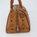 MCM Logogram Vicetos Boston Bag PVC Brown Gold Auth 163237-4