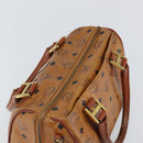MCM Logogram Vicetos Boston Bag PVC Brown Gold Auth 163237-6