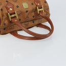 MCM Logogram Vicetos Boston Bag PVC Brown Gold Auth 163237-7
