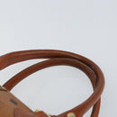 MCM Logogram Vicetos Boston Bag PVC Brown Gold Auth 163237-8