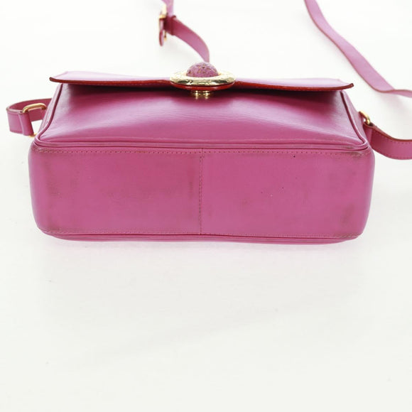 CELINE Circle Shoulder Bag Leather Pink Gold Auth 163248V