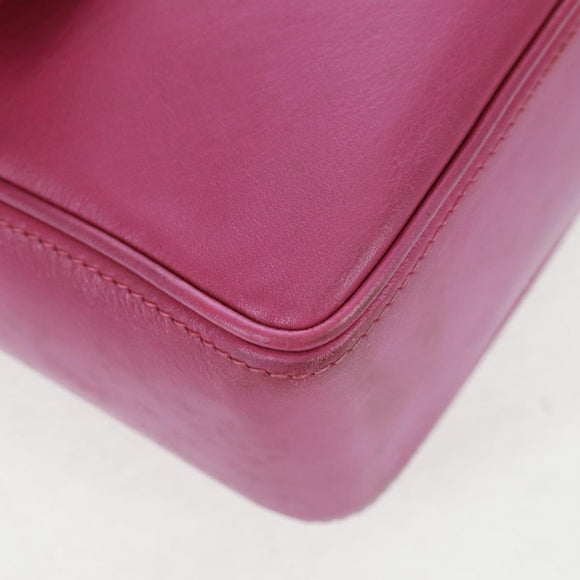 CELINE Circle Shoulder Bag Leather Pink Gold Auth 163248V