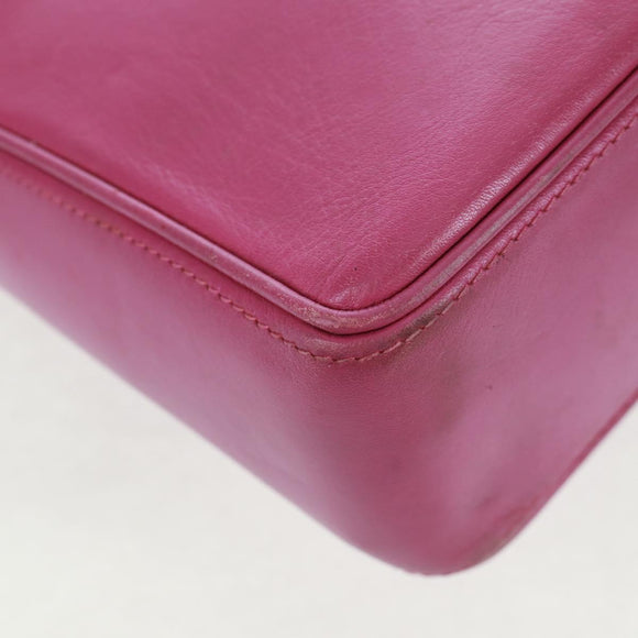 CELINE Circle Shoulder Bag Leather Pink Gold Auth 163248V