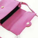 CELINE Circle Shoulder Bag Leather Pink Gold Auth 163248V-16