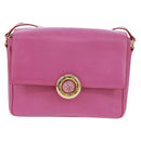 CELINE Circle Shoulder Bag Leather Pink Gold Auth 163248V-2