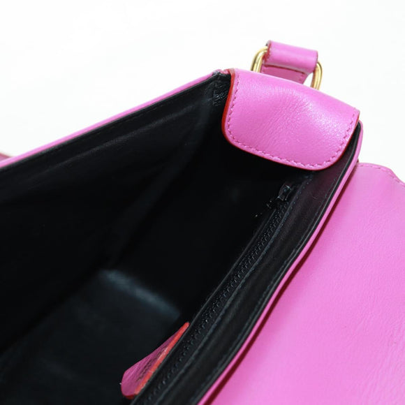 CELINE Circle Shoulder Bag Leather Pink Gold Auth 163248V