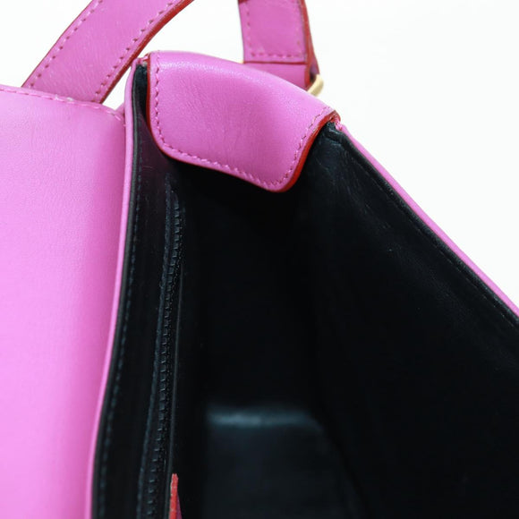 CELINE Circle Shoulder Bag Leather Pink Gold Auth 163248V
