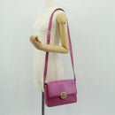 CELINE Circle Shoulder Bag Leather Pink Gold Auth 163248V-25