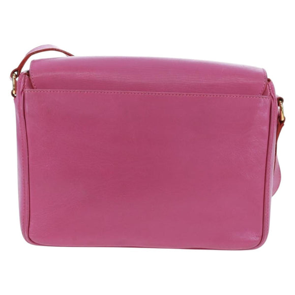 CELINE Circle Shoulder Bag Leather Pink Gold Auth 163248V