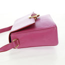 CELINE Circle Shoulder Bag Leather Pink Gold Auth 163248V-4