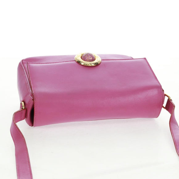 CELINE Circle Shoulder Bag Leather Pink Gold Auth 163248V