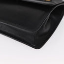 CELINE Medallion Chain Shoulder Bag Leather Black Gold Auth 163249-14