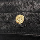 CELINE Medallion Chain Shoulder Bag Leather Black Gold Auth 163249-17