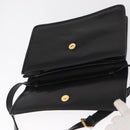CELINE Medallion Chain Shoulder Bag Leather Black Gold Auth 163249-18