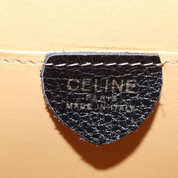 CELINE Medallion Chain Shoulder Bag Leather Black Gold Auth 163249