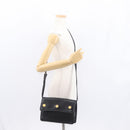 CELINE Medallion Chain Shoulder Bag Leather Black Gold Auth 163249-23