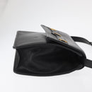 CELINE Medallion Chain Shoulder Bag Leather Black Gold Auth 163249-3