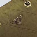 PRADA Chain Quilted Shoulder Bag Nylon Brown Gold Auth 163251-17