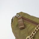 PRADA Chain Quilted Shoulder Bag Nylon Brown Gold Auth 163251-10