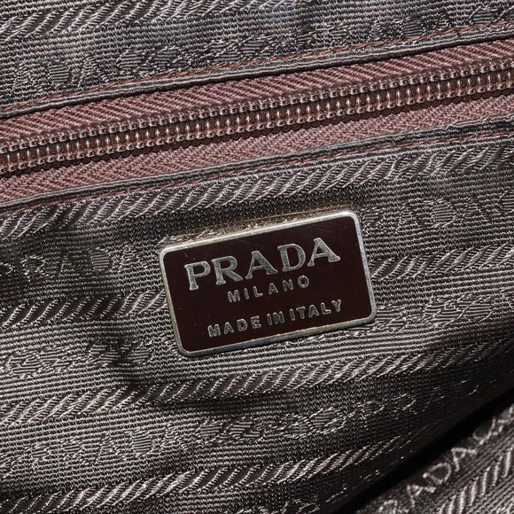 PRADA Chain Quilted Shoulder Bag Nylon Brown Gold Auth 163251