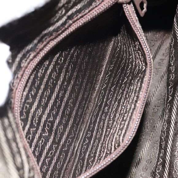 PRADA Chain Quilted Shoulder Bag Nylon Brown Gold Auth 163251