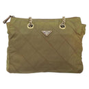 PRADA Chain Quilted Shoulder Bag Nylon Brown Gold Auth 163251-13