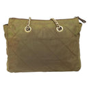 PRADA Chain Quilted Shoulder Bag Nylon Brown Gold Auth 163251-2