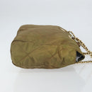 PRADA Chain Quilted Shoulder Bag Nylon Brown Gold Auth 163251-3