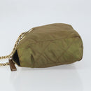 PRADA Chain Quilted Shoulder Bag Nylon Brown Gold Auth 163251-4