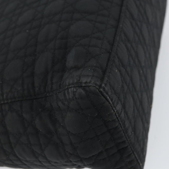 Christian Dior Lady Dior Canage Hand Bag Nylon Black Gold Auth 163252