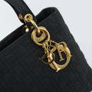 Christian Dior Lady Dior Canage Hand Bag Nylon Black Gold Auth 163252-17