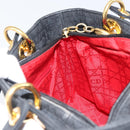 Christian Dior Lady Dior Canage Hand Bag Nylon Black Gold Auth 163252-18