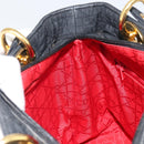 Christian Dior Lady Dior Canage Hand Bag Nylon Black Gold Auth 163252-19