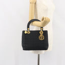 Christian Dior Lady Dior Canage Hand Bag Nylon Black Gold Auth 163252-22