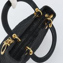 Christian Dior Lady Dior Canage Hand Bag Nylon Black Gold Auth 163252-6