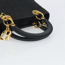 Christian Dior Lady Dior Canage Hand Bag Nylon Black Gold Auth 163252-7