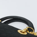 Christian Dior Lady Dior Canage Hand Bag Nylon Black Gold Auth 163252-8