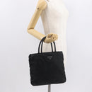 PRADA Hand Bag Nylon Black Silver Auth 163254-28