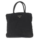 PRADA Hand Bag Nylon Black Silver Auth 163254-13