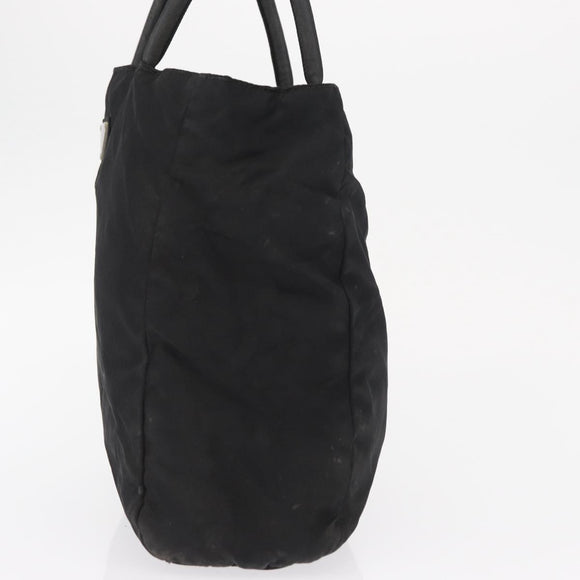 PRADA Hand Bag Nylon Black Silver Auth 163254
